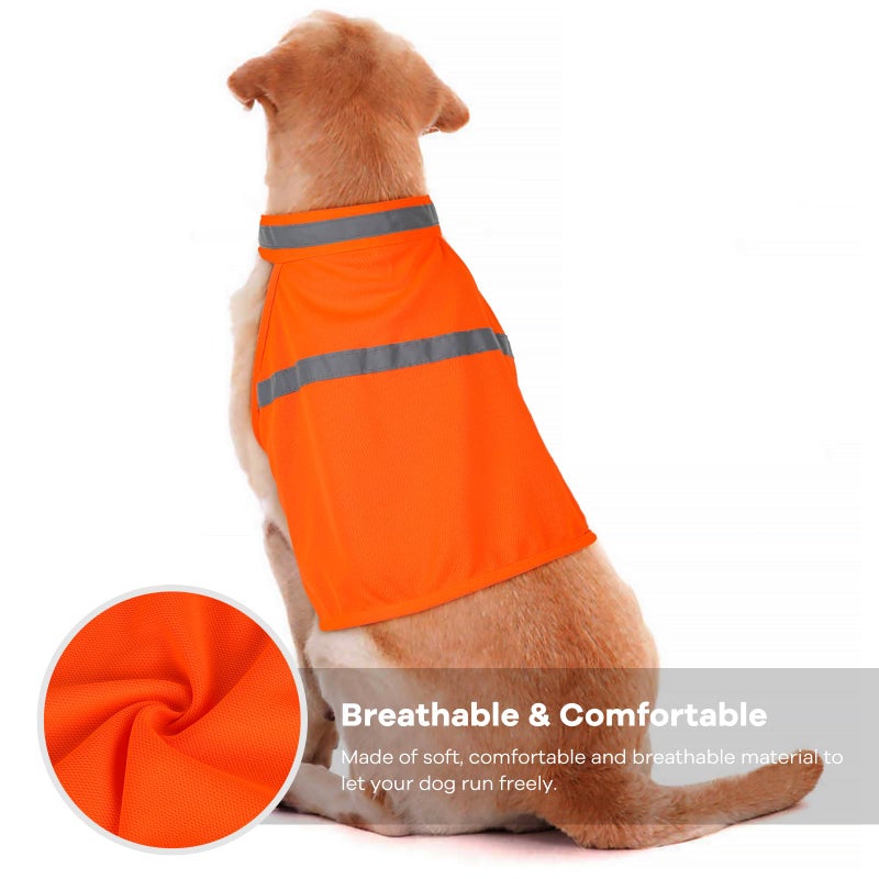 Vizbrite Dog Jacket High Visibility Safety Reflective Dog Vest for Small Medium Large Dogs (Large, Orange) - Image 2